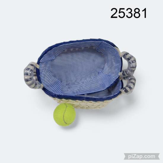 Imagen de CANASTA MIMBRE C/FORRO ADENTRO OVALADA C/MANIJAS 10.25